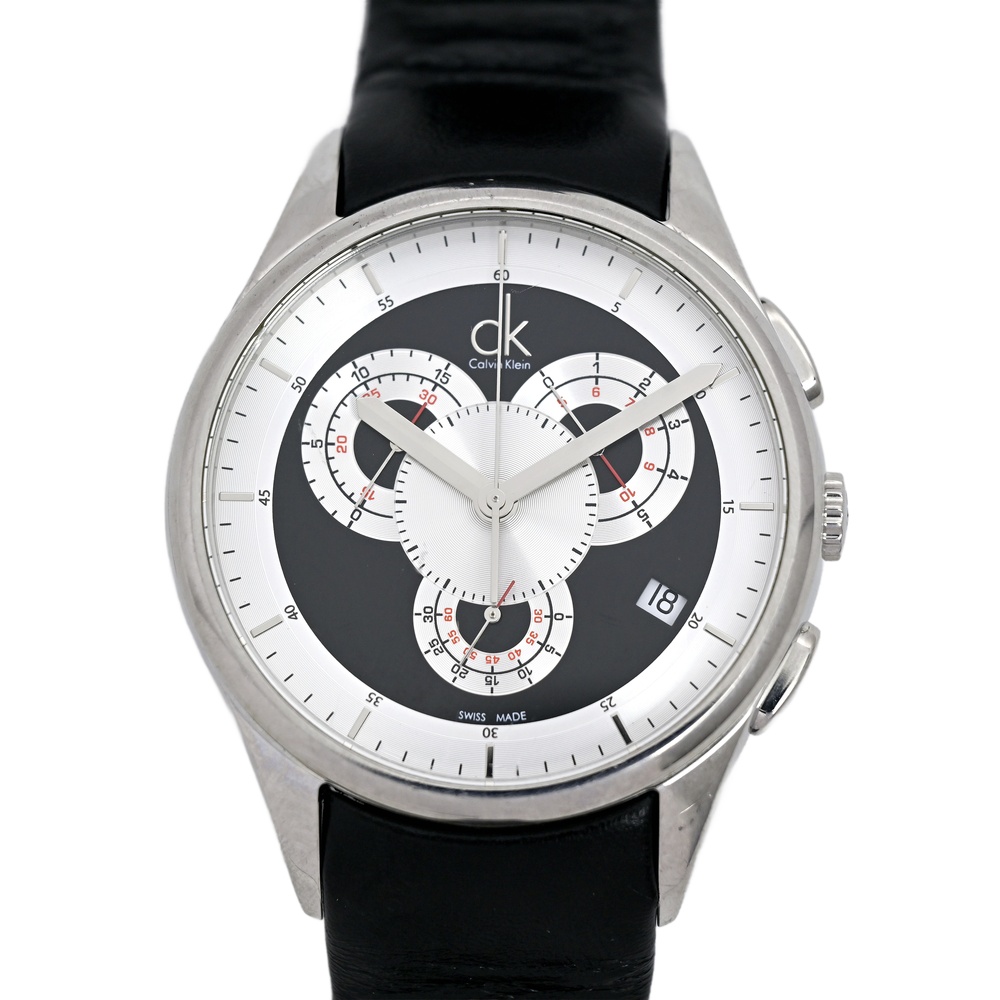 Calvin Klein Swiss Made Chronograph Men's Black Dial 44mm Watch K2A27102